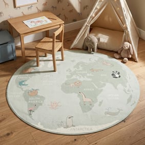 Tapis enfant rond - Globe Menthe