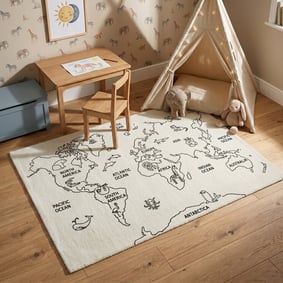 Tapis enfant - Globe Crème