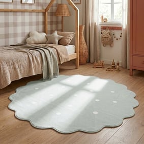 Tapis rond lavable - Cloudy Dots Menthe