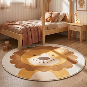 Tapis de jeu rond lavable pour enfants – Sammy Lion Marron