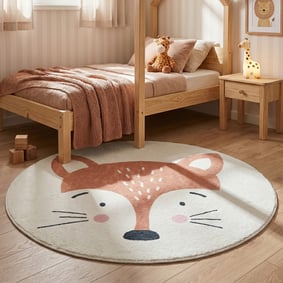 Tapis rond lavable pour enfant - Sammy Fox Orange
