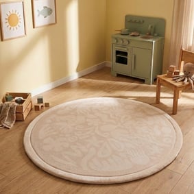 Tapis de jeu rond lavable - Flo Beige