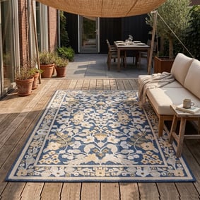 Tapis d'intérieur et d'extérieur - Bloom Oriental Bleu