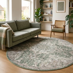 Tapis oriental rond - Leyla Medallion Vert