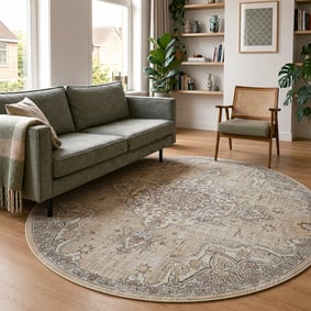 Tapis oriental rond - Leyla Medallion Taupe
