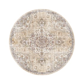 Tapis oriental rond - Leyla Medallion Taupe - sfeer