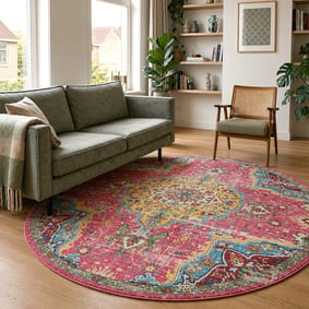 Tapis oriental rond - Leyla Medallion Multicolore