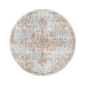 Tapis oriental rond - Leyla Medallion Bleu clair - sfeer