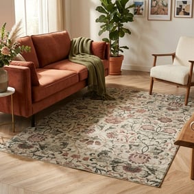 Tapis floral - Rosie Beige