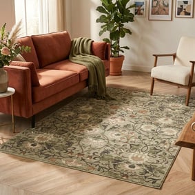 Tapis floral - Rosie Vert
