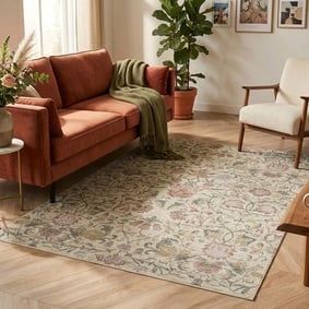 Tapis floral - Rosie Blanc