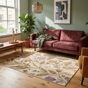 Tapis lavable – Misty Flowers Crème
