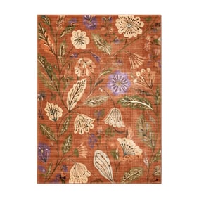 Tapis lavable – Misty Flowers Terracotta - sfeer