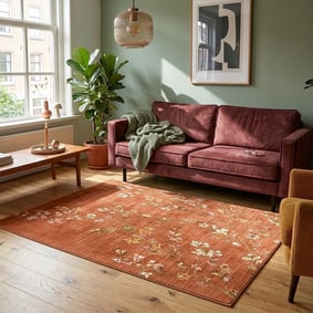 Tapis lavable – Misty Floral Terracotta