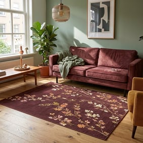 Tapis lavable – Misty Floral Marron