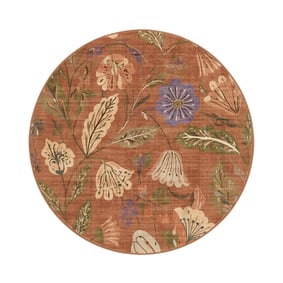 Tapis rond lavable - Misty Flowers Terracotta - sfeer