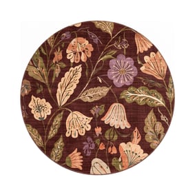 Tapis rond lavable - Misty Flowers Marron - sfeer