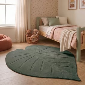 Tapis lavable enfant – Coco Feuille Vert Foncé