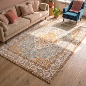Tapis vintage - Thirza Medallion Bleu Clair/Multicolore