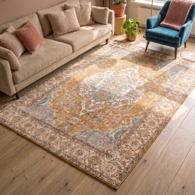 Tapis vintage - Thirza Medallion Jaune Ocre/Multicolore