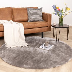 Tapis rond en viscose lavable - Vive Taupe
