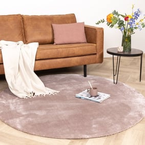 Tapis en viscose rond lavable - Vive Vieux Rose