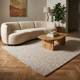 Tapis en laine lavable - Bruno Naturel/Crème