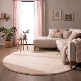 Tapis rond à poils courts - Cozy Crème