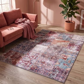 Tapis patchwork - Azara Rouge