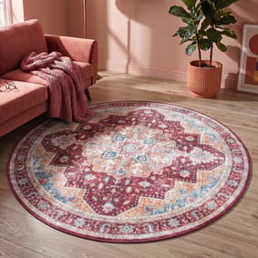 Tapis rond vintage - Azara Rouge