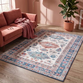 Tapis vintage - Azara Yasmin Bleu Clair