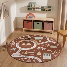 Tapis de jeu rond voiture - Rocky Ride Terracotta
