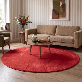 Tapis rond lavable - Vivid Rouge