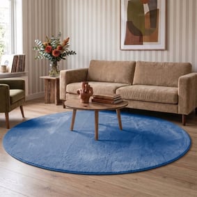Tapis rond lavable - Vivid Bleu
