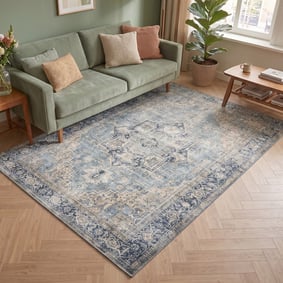 Tapis vintage - Lugan Bleu Clair