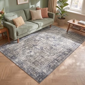 Tapis vintage - Lugan Vert/Gris