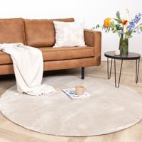 Tapis en viscose rond lavable - Vive Crème