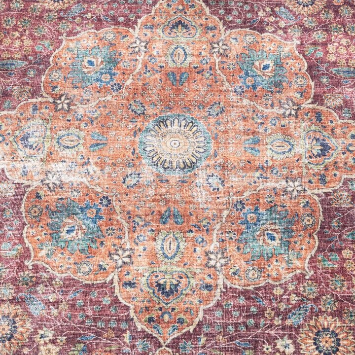 Tapis rond en jute d'extérieur - Kairo Medaillon Bordeaux - 4