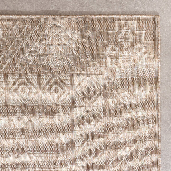 Tapis d'extérieur en jute - Atlas Aztec Marron/Crème - 4