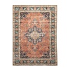 Tapis rond en jute d'extérieur - Kairo Medaillon Terra/Bleu Foncé - thumbnail 1