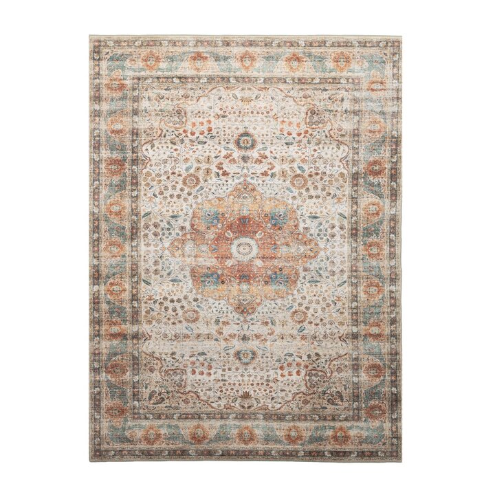 Tapis rond en jute d'extérieur - Kairo Medaillon Crème/Multicolore - 1