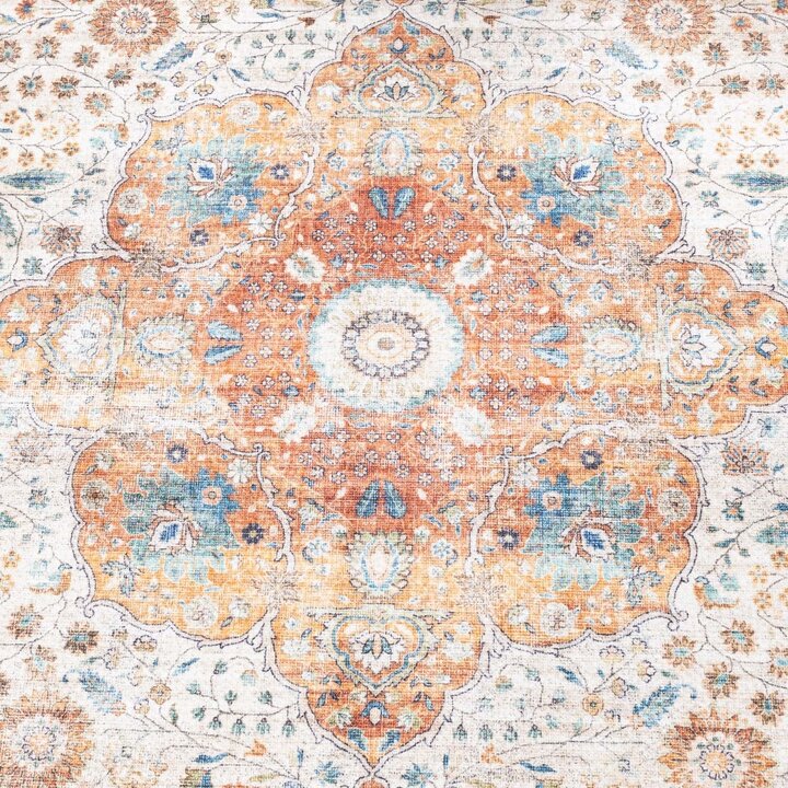 Tapis rond en jute d'extérieur - Kairo Medaillon Crème/Multicolore - 4