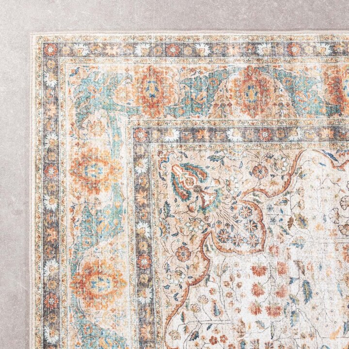 Tapis rond en jute d'extérieur - Kairo Medaillon Crème/Multicolore - 5