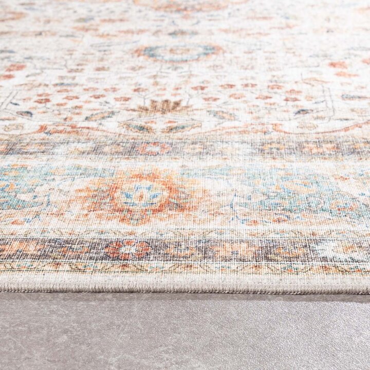 Tapis rond en jute d'extérieur - Kairo Medaillon Crème/Multicolore - 6
