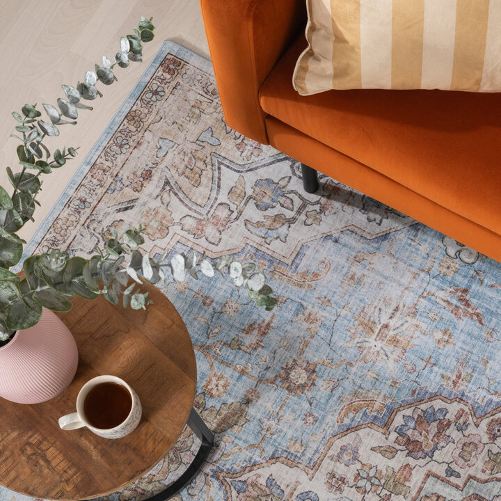 Tapis en viscose - Leyla Medaillon Bleu Clair - 3