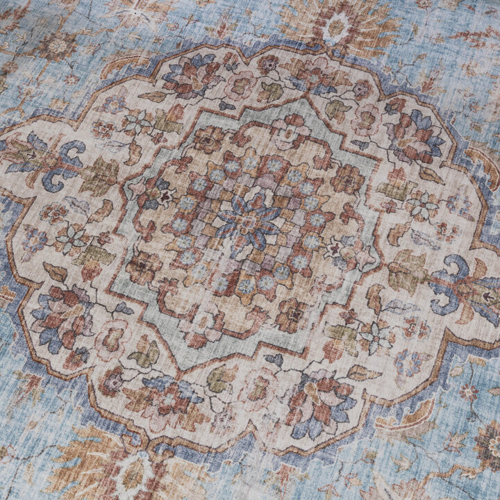 Tapis en viscose - Leyla Medaillon Bleu Clair - 4