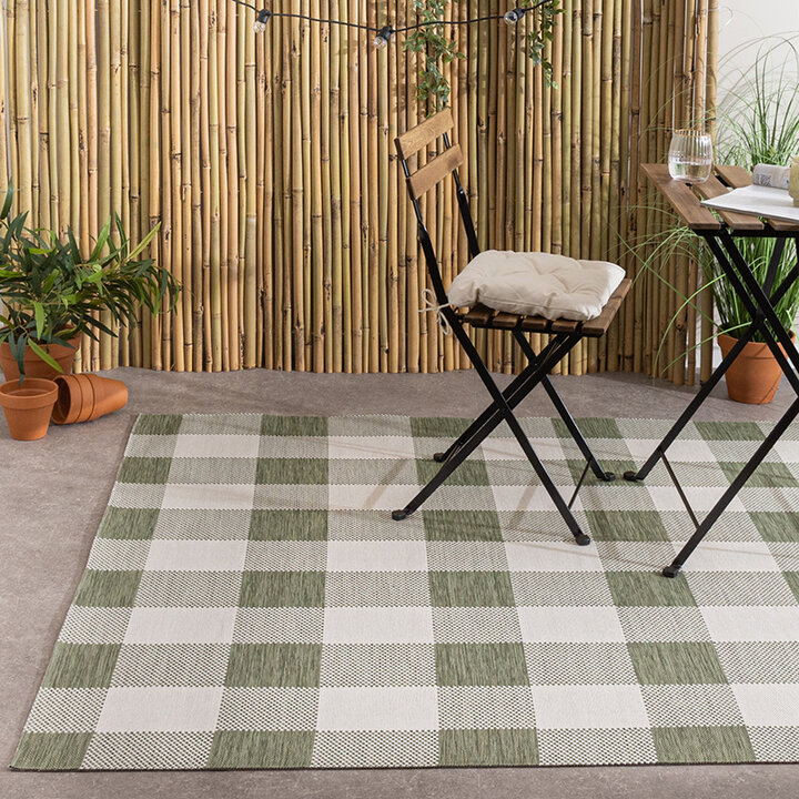 Tapis en sisal - Ranch Checkerboard Vert