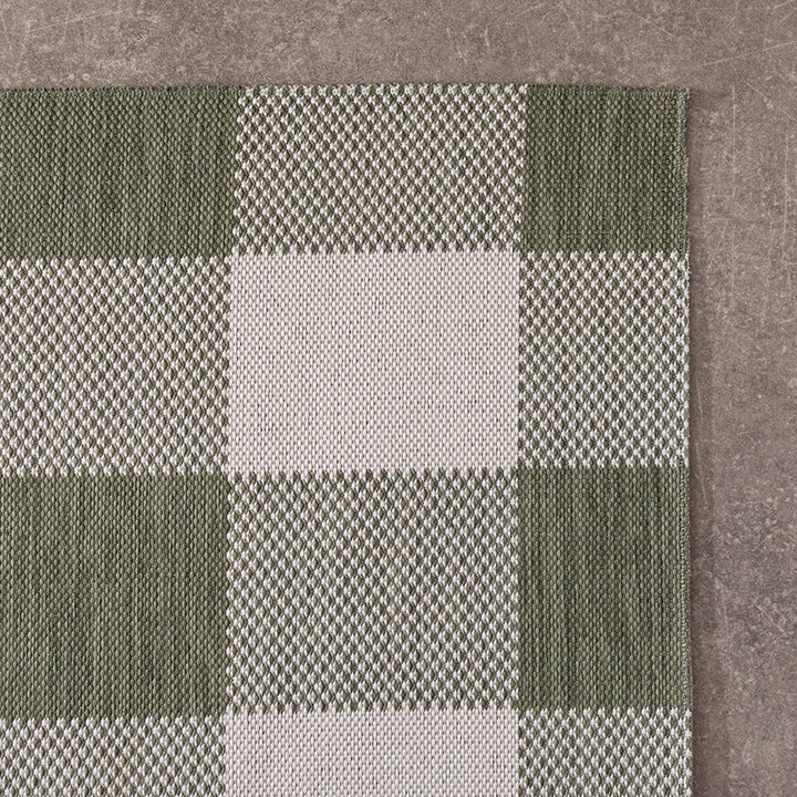 Tapis en sisal - Ranch Checkerboard Vert - 5