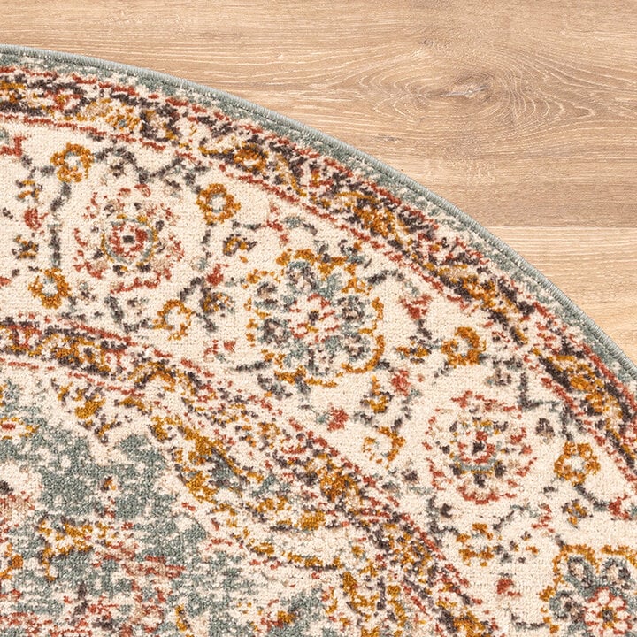 Tapis vintage rond - Thirza Medaillon Bleu Clair/Multicolore - 5