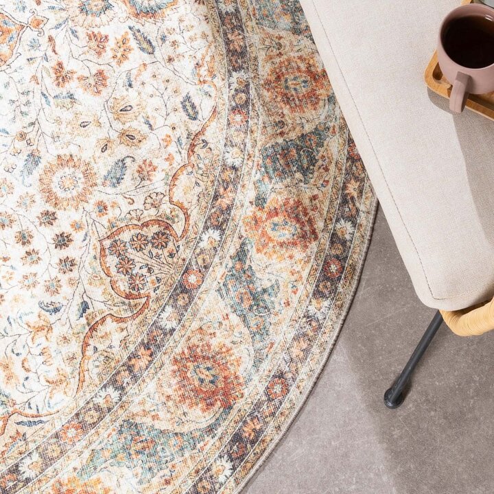 Tapis ovale d'extérieur vintage - Kairo Medaillon Crème/Multicolore - 3